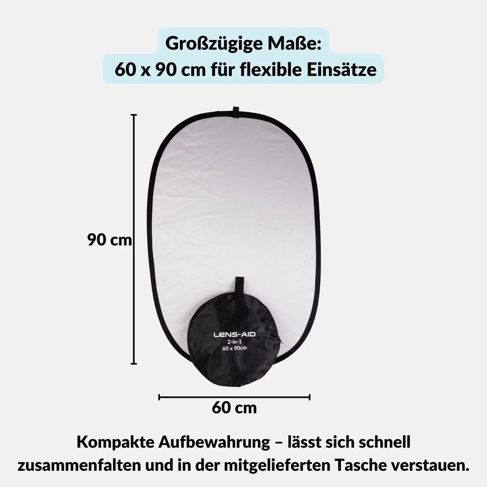 2-in-1 Faltreflektor (60x90cm) mit Tasche fürs Fotostudio & Outdoor - Kamera Foto > Fotostudio-Ausrüstung Lichtzubehör