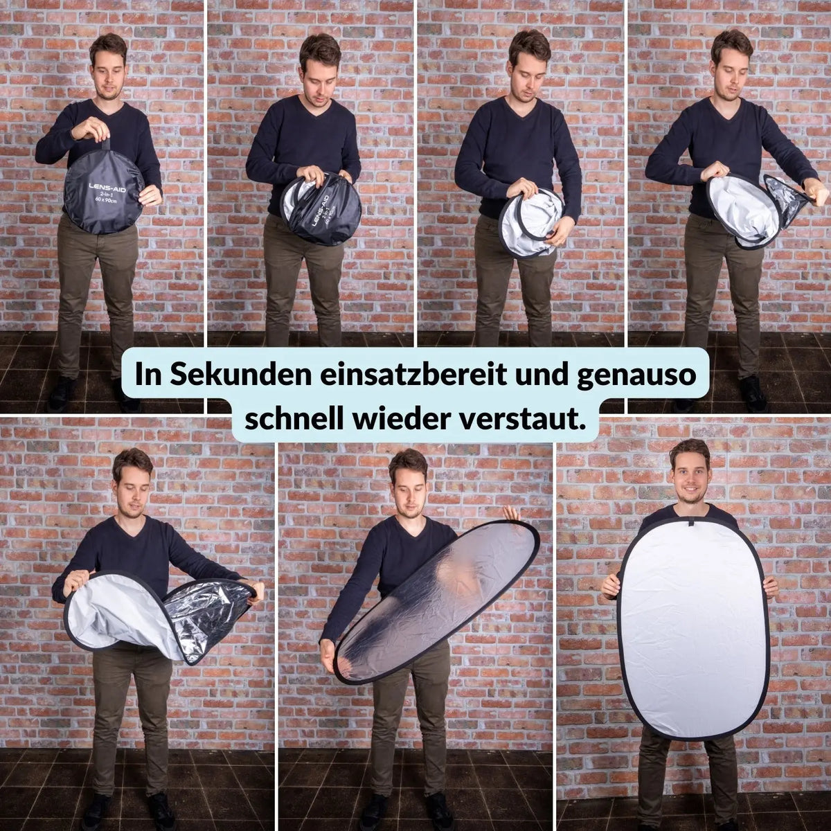 2-in-1 Faltreflektor (60x90cm) mit Tasche fürs Fotostudio & Outdoor - Kamera Foto > Fotostudio-Ausrüstung Lichtzubehör