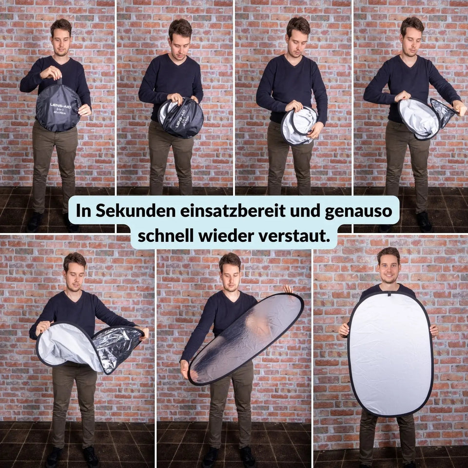2-in-1 Faltreflektor (60x90cm) mit Tasche fürs Fotostudio & Outdoor - Kamera Foto > Fotostudio-Ausrüstung Lichtzubehör