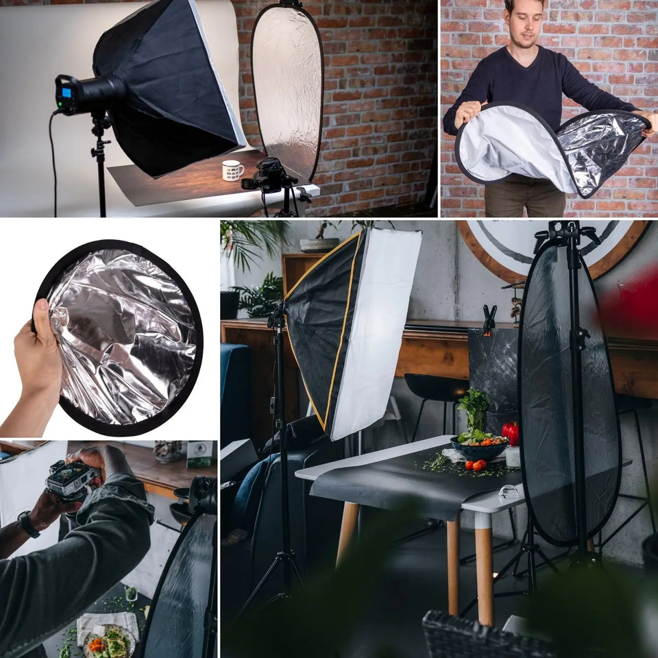 2-in-1 Faltreflektor (60x90cm) mit Tasche fürs Fotostudio & Outdoor - Kamera Foto > Fotostudio-Ausrüstung Lichtzubehör