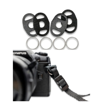 Camera strap connecting rings, round, 2 pairs with scratch protection