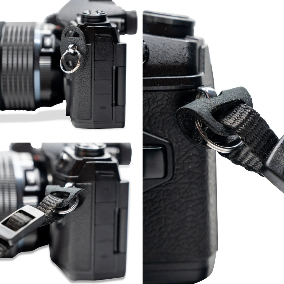 Camera strap connecting rings, round, 2 pairs with scratch protection