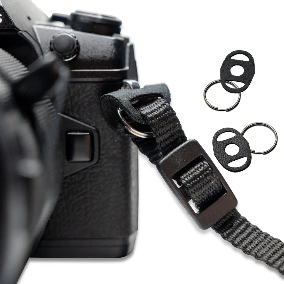Camera strap connecting rings, round, 2 pairs with scratch protection