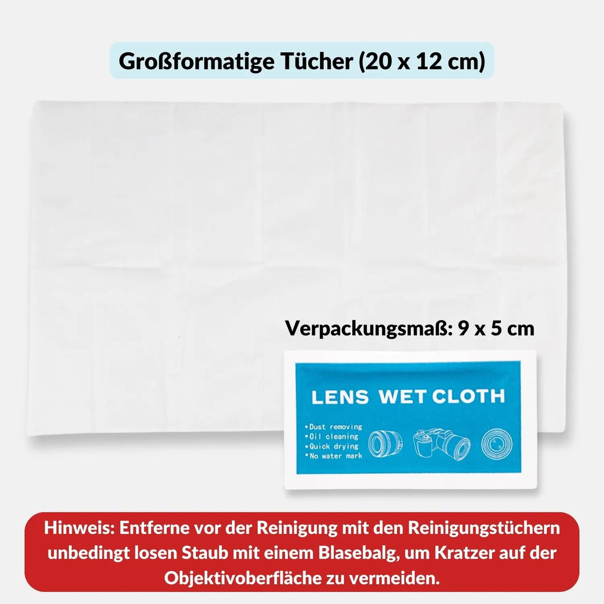 20 lingettes nettoyantes humides pour objectifs, écrans de téléphones portables et lunettes - Appareil photo > Accessoires pour appareils photo > Nettoyage de l'appareil photo