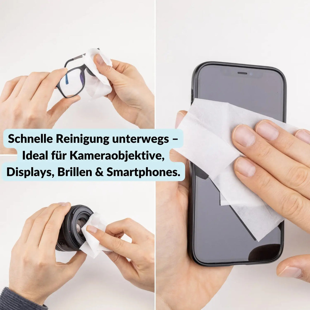 20 lingettes nettoyantes humides pour objectifs, écrans de téléphones portables et lunettes - Appareil photo > Accessoires pour appareils photo > Nettoyage de l'appareil photo