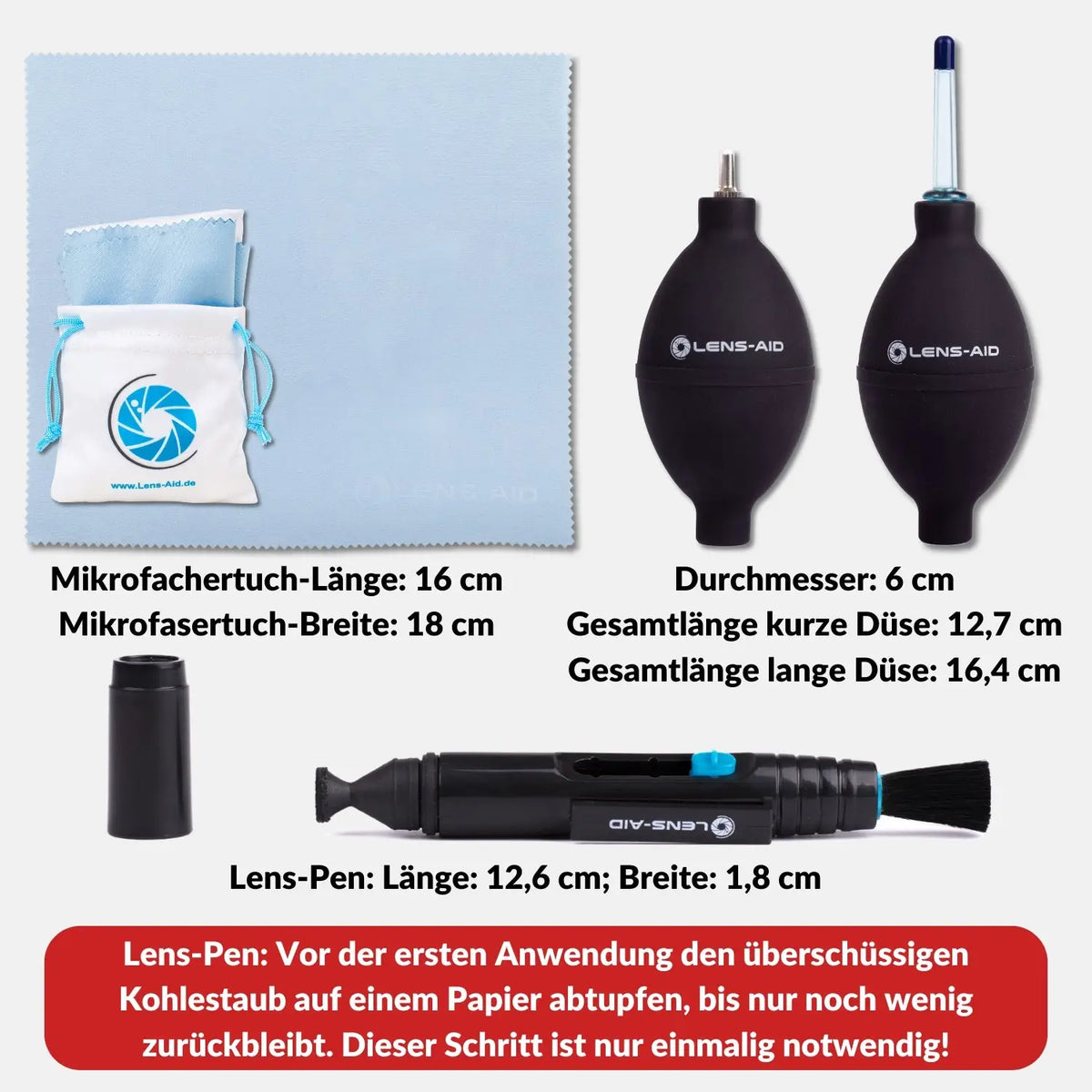 Kamera Reinigungsset 3er-Set mit Reinigungsstift & Mikrofasertüchern - Foto > Kamerazubehör Kamerareinigung
