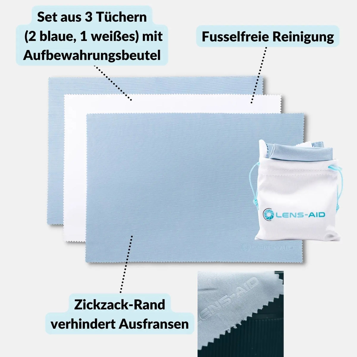 XXL Mikrofaser-Reinigungstücher 3er-Set 34x23 cm mit Beutel - Kamera & Foto > Kamerazubehör Kamerareinigung