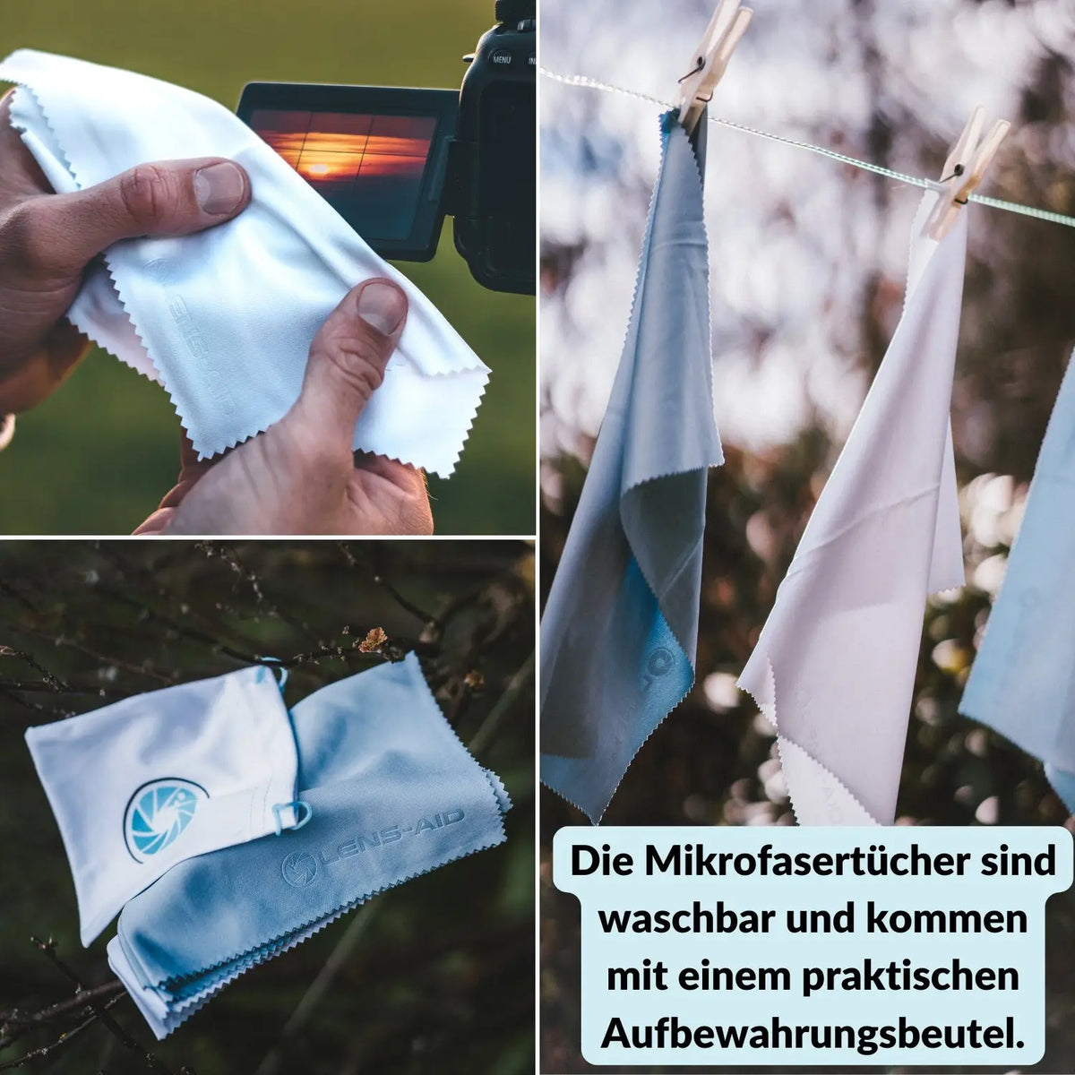 XXL Mikrofaser-Reinigungstücher 3er-Set 34x23 cm mit Beutel - Kamera & Foto > Kamerazubehör Kamerareinigung