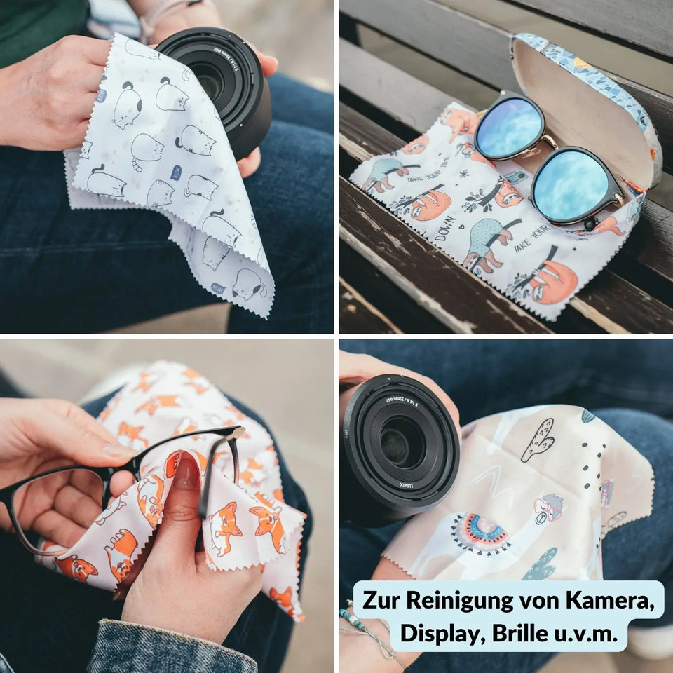 Set di 5 panni in microfibra, fantasie assortite – senza pelucchi e lavabili - Fotocamera > Accessori per fotocamera Pulizia della fotocamera