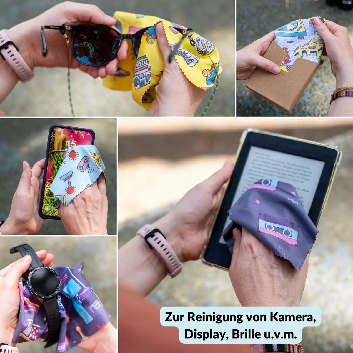 Set di 5 panni in microfibra, fantasie assortite – senza pelucchi e lavabili - Fotocamera > Accessori per fotocamera Pulizia della fotocamera
