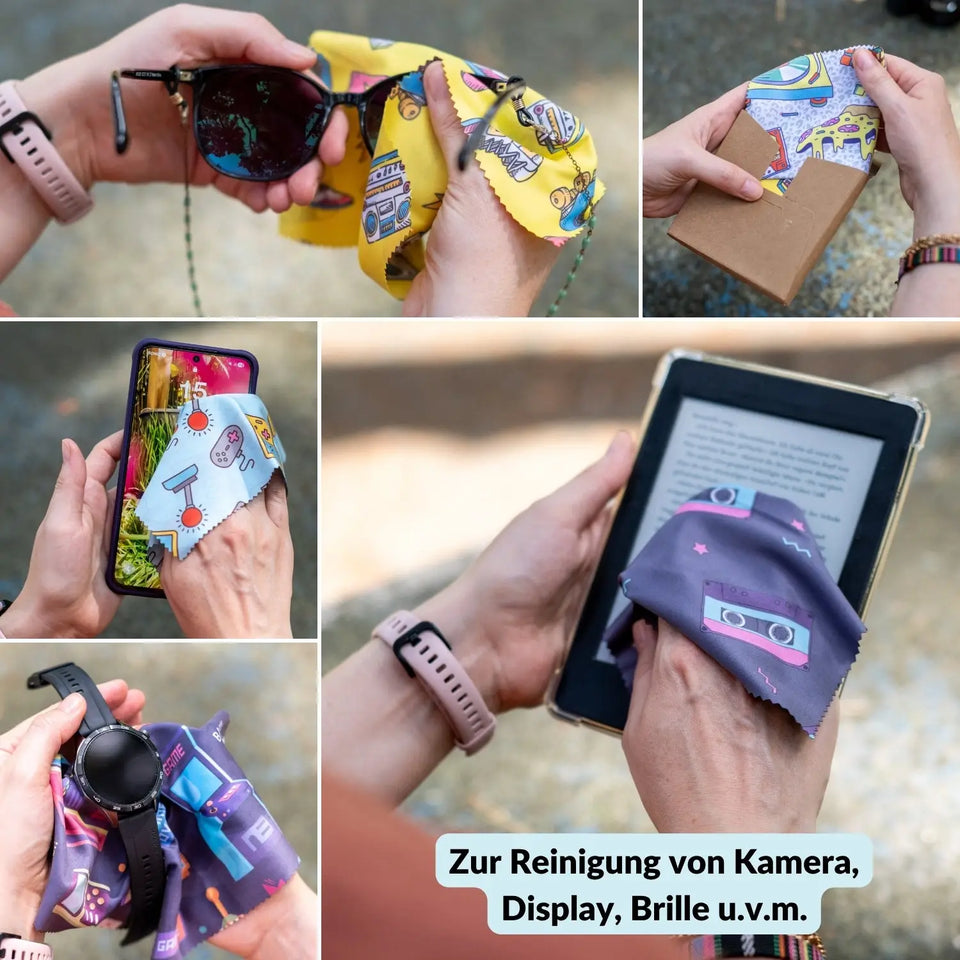 Set di 5 panni in microfibra, fantasie assortite – senza pelucchi e lavabili - Fotocamera > Accessori per fotocamera Pulizia della fotocamera