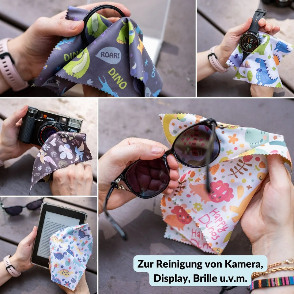 Set di 5 panni in microfibra, fantasie assortite – senza pelucchi e lavabili - Fotocamera > Accessori per fotocamera Pulizia della fotocamera