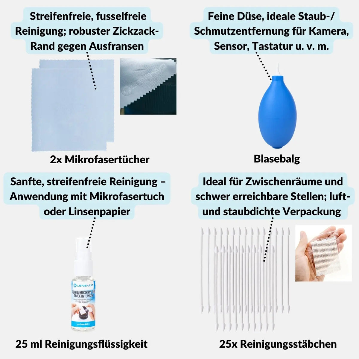 Kamera Reinigungsset 8-in-1 für Gehäuse & Objektiv - Foto > Kamerazubehör Kamerareinigung Reinigungssets
