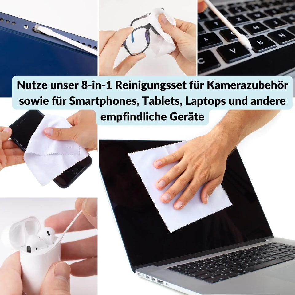 Kamera Reinigungsset 8-in-1 für Gehäuse & Objektiv - Foto > Kamerazubehör Kamerareinigung Reinigungssets