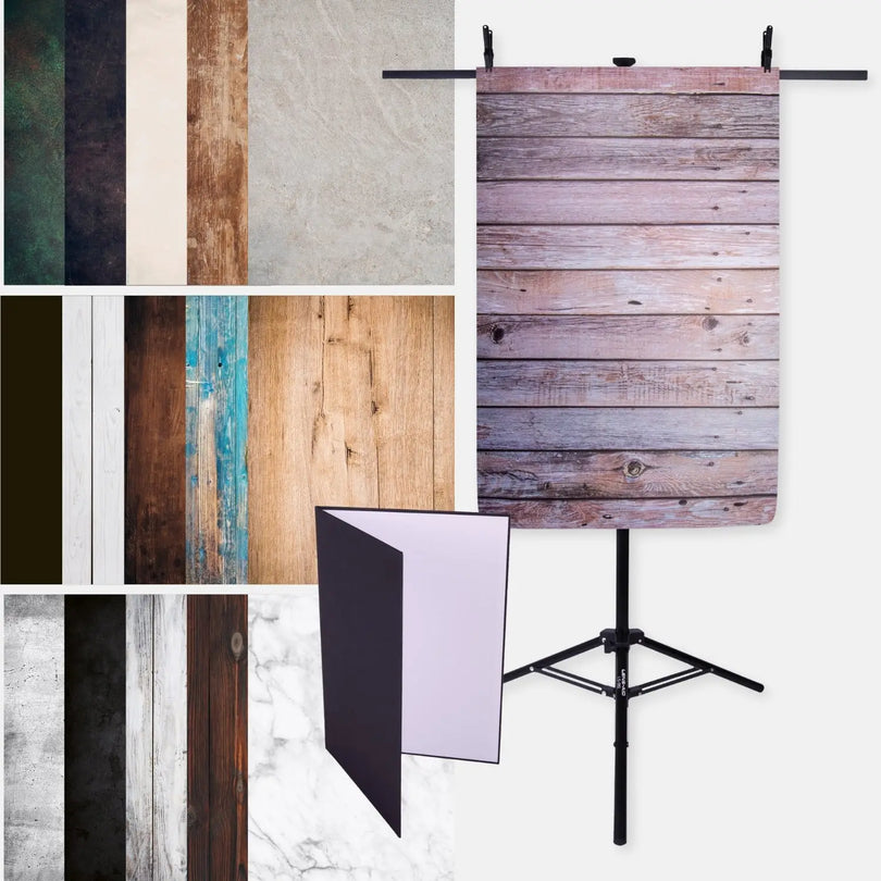 Flatlay Fotohintergrund Bundle - Das Rundumpaket für deine Studiofotos - Kamera & Foto > Fotostudio-Ausrüstung