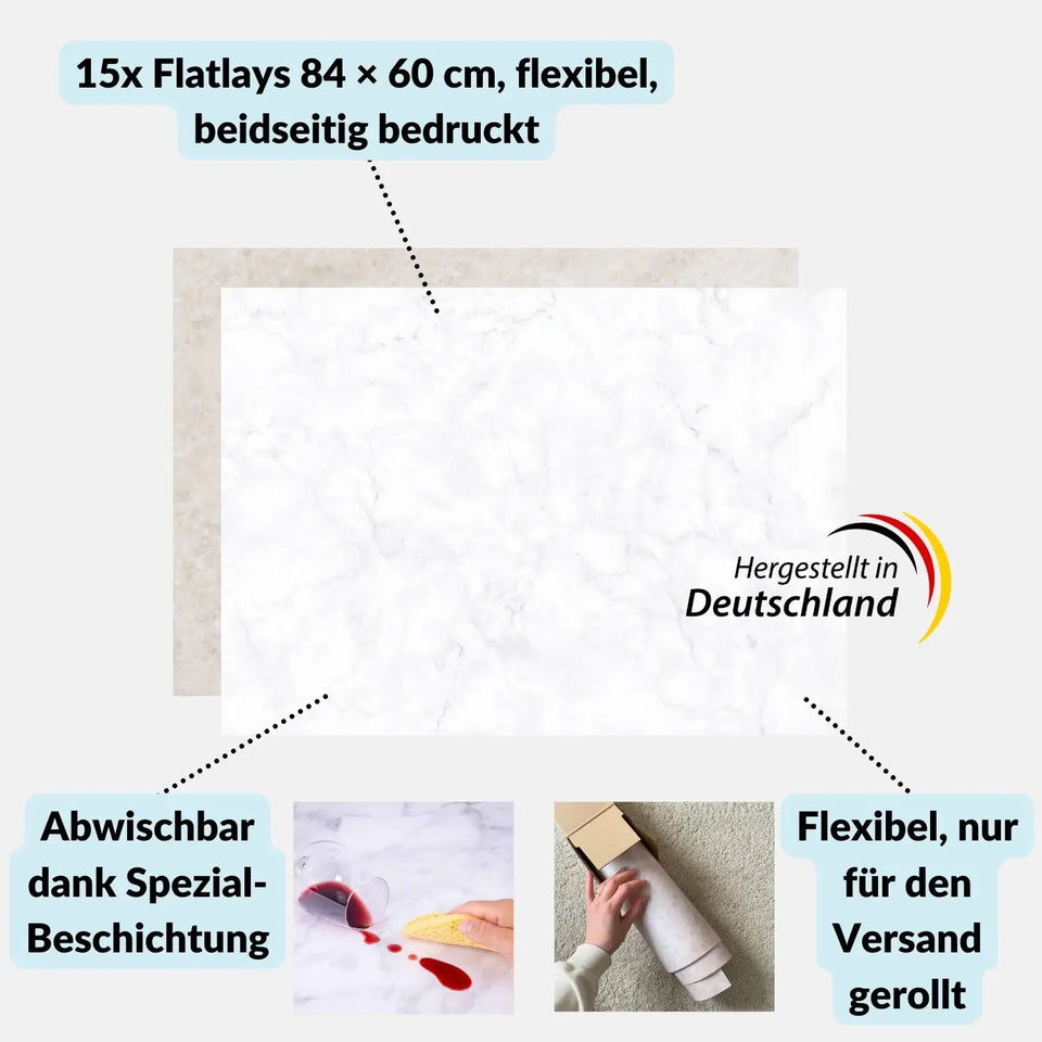 Flatlay Fotohintergrund Bundle - Das Rundumpaket für deine Studiofotos - Kamera & Foto > Fotostudio-Ausrüstung
