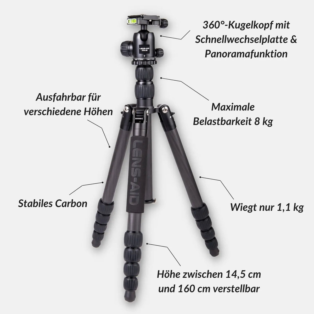 Carbon-Stativ + Auslegearm für die Studiofotografie - Kamera & Foto > Stative Einbeinstative