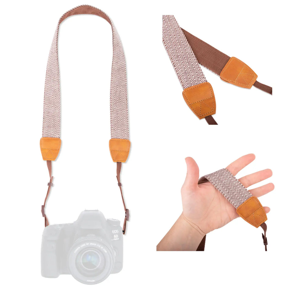Inka camera strap - fashionable carrying strap, adjustable 85-110cm - Beige - Camera & Photo > Camera Accessories Camera Straps