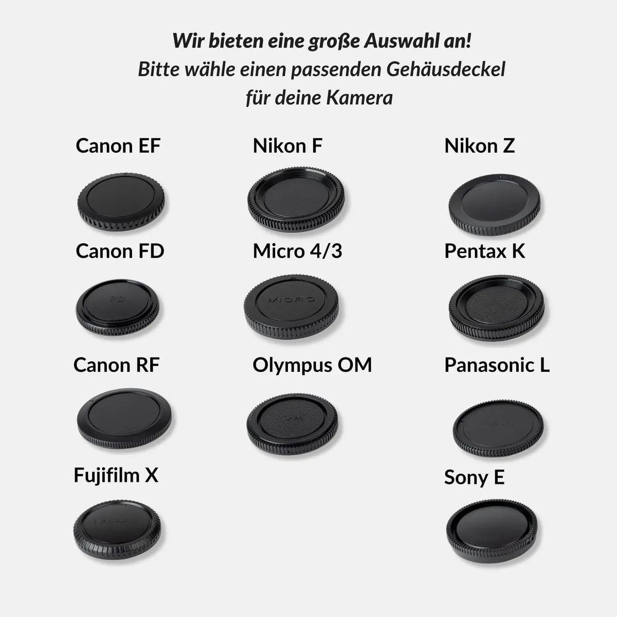 Bouchon de boîtier - compatible avec Sony, Nikon, Canon et Fuji - Appareil photo > Accessoires pour appareil photo