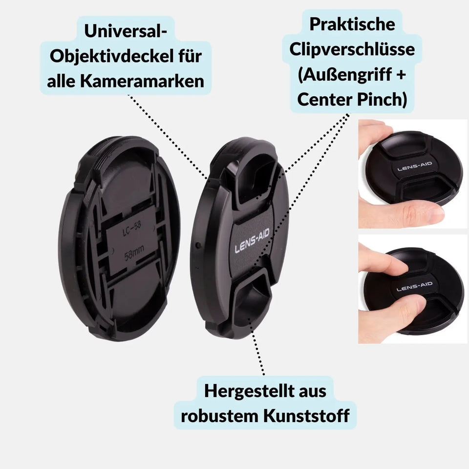 Ersatz-Objektivdeckel - kompatibel mit Sony Canon & Nikon - Kamera Foto > Kamerazubehör Objektivzubehör Objektivdeckel