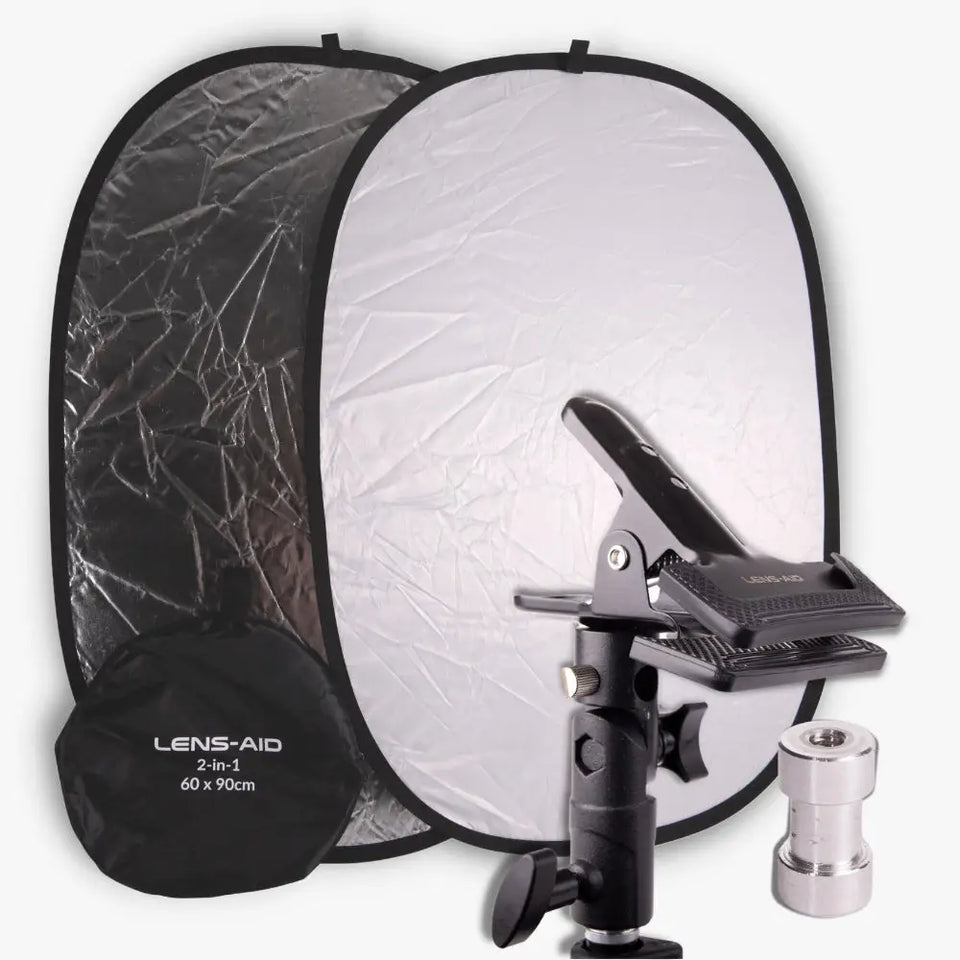 Faltreflektor (60x90cm) + Reflektorklemme im Set - Kamera & Foto > Fotostudio-Ausrüstung Lichtzubehör Reflektoren