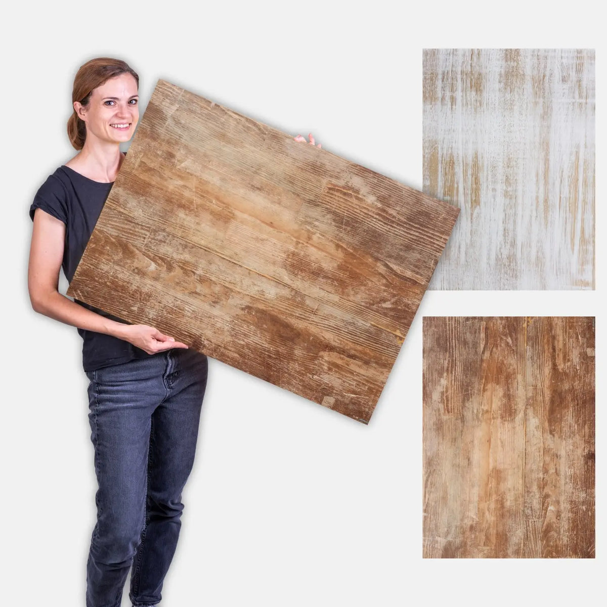 Flatlay Hintergrund 84 × 60 cm doppelseitig – Holzoptik - Holz 130 - Kamera & Foto > Fotostudio-Ausrüstung Hintergründe