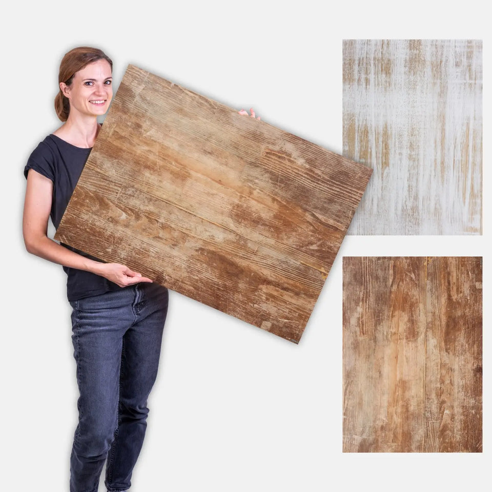 Flatlay Hintergrund 84 × 60 cm doppelseitig – Holzoptik - Holz 130 - Kamera & Foto > Fotostudio-Ausrüstung Hintergründe