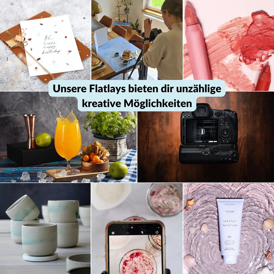 Flatlay Hintergrund 84 × 60 cm doppelseitig – Holzoptik - Kamera & Foto > Fotostudio-Ausrüstung Hintergründe