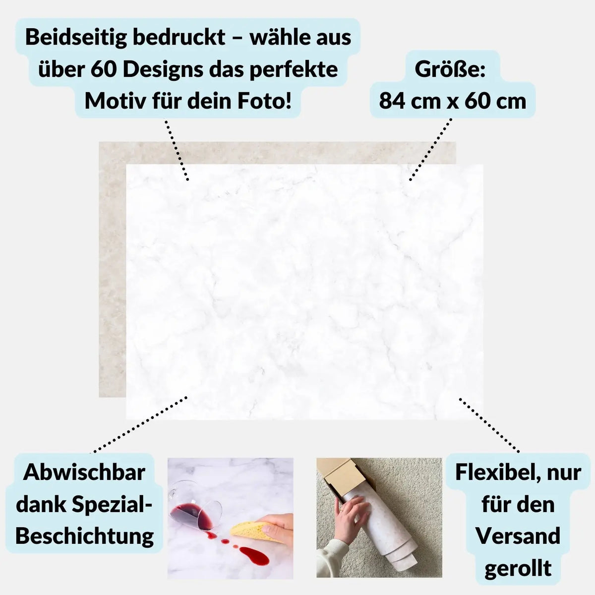 Flatlay Hintergrund 84 × 60 cm doppelseitig – Holzoptik - Kamera & Foto > Fotostudio-Ausrüstung Hintergründe