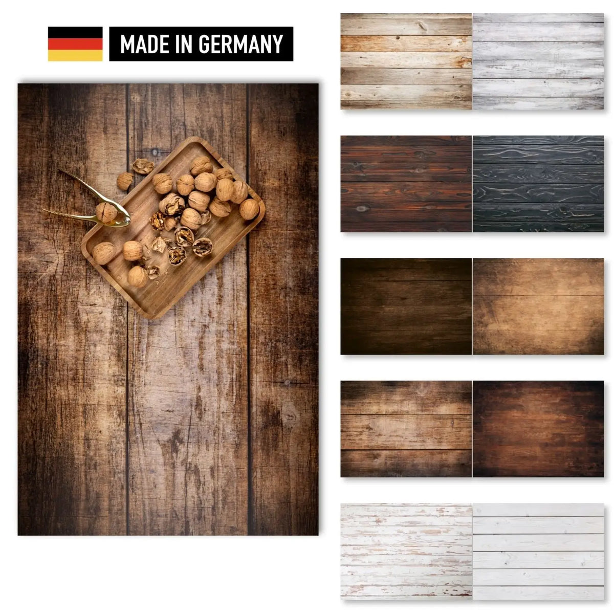 Flatlay Hintergrund Set – 5 Hintergründe mit 10 Motiven - Holz I - Kamera & Foto > Fotostudio-Ausrüstung