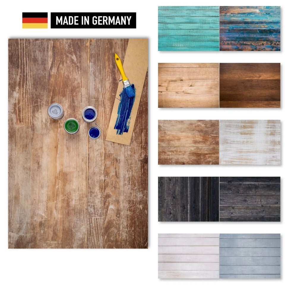 Flatlay Hintergrund Set – 5 Hintergründe mit 10 Motiven - Holz II - Kamera & Foto > Fotostudio-Ausrüstung