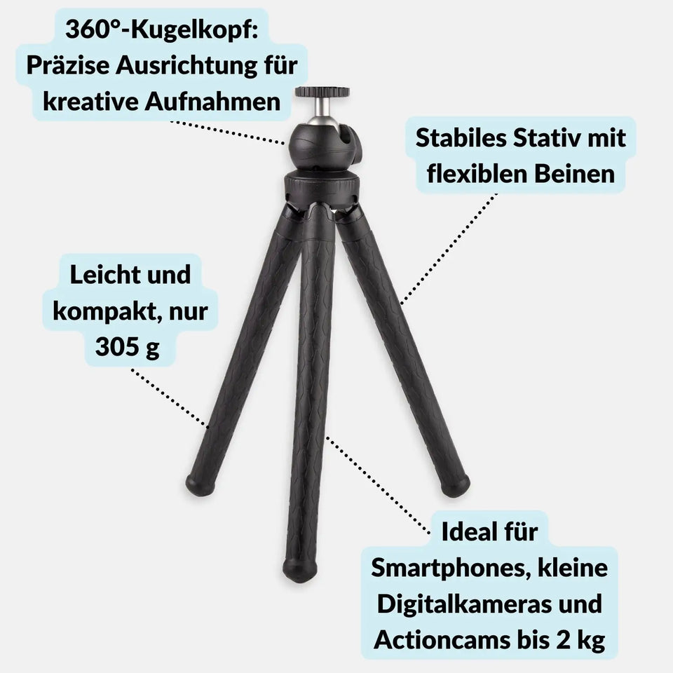 Flexibles Stativ Light – Dein kompakter Allrounder für unterwegs - Kamera & Foto > Stative Einbeinstative