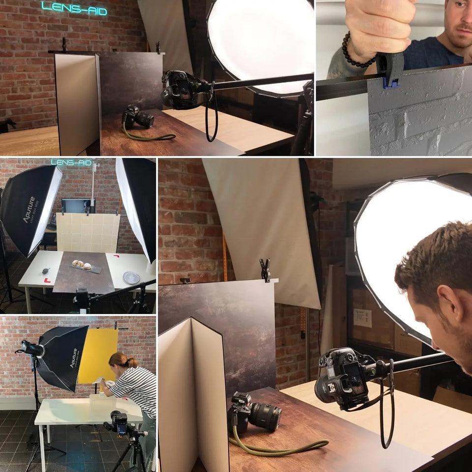 Soporte para fondos fotográficos de 100 a 186 cm para fotografía de estudio y fotografía cenital - Fotografía > Equipos de estudio fotográfico Fondos