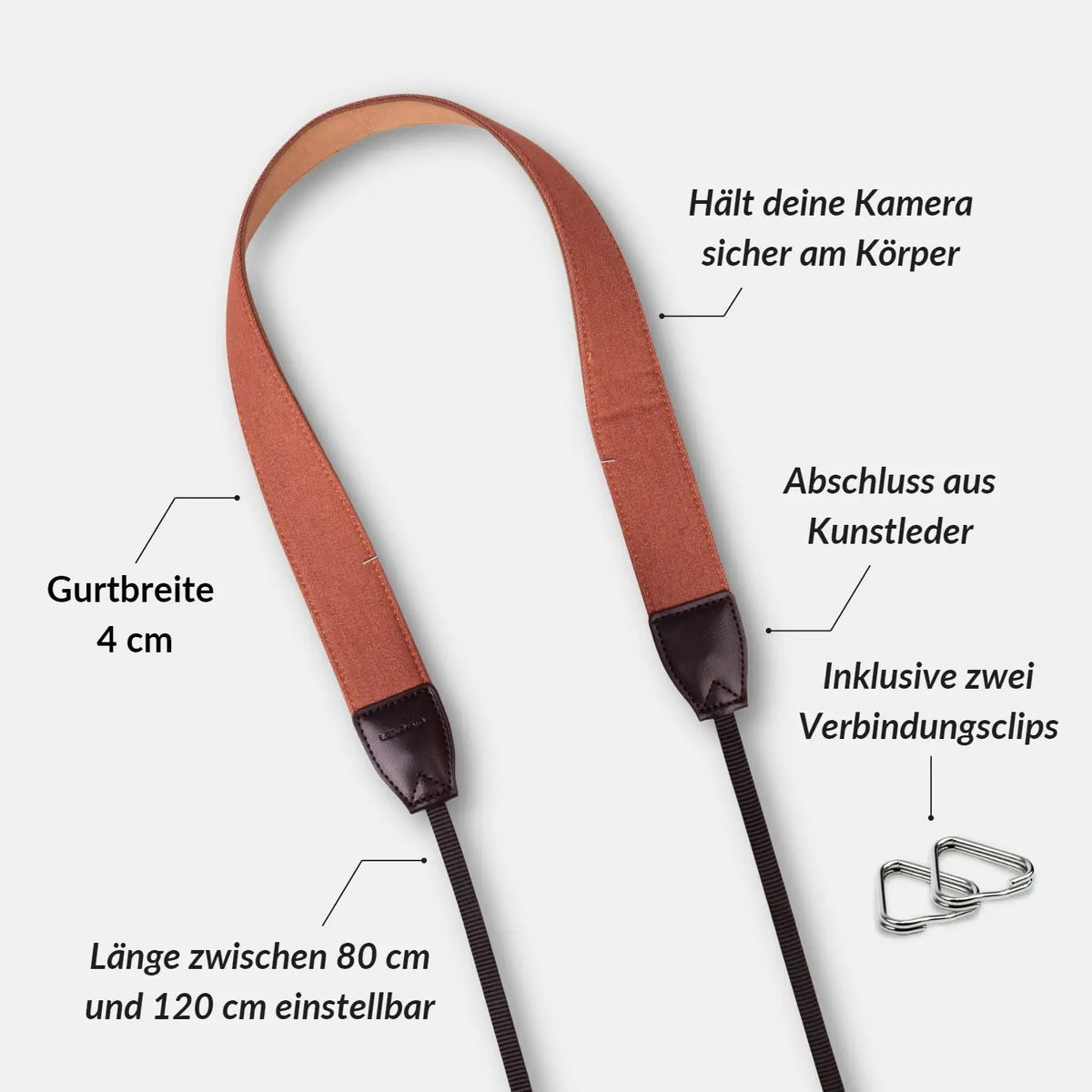 Gepolsterter Kameragurt im Jeans-Look 80–120 cm