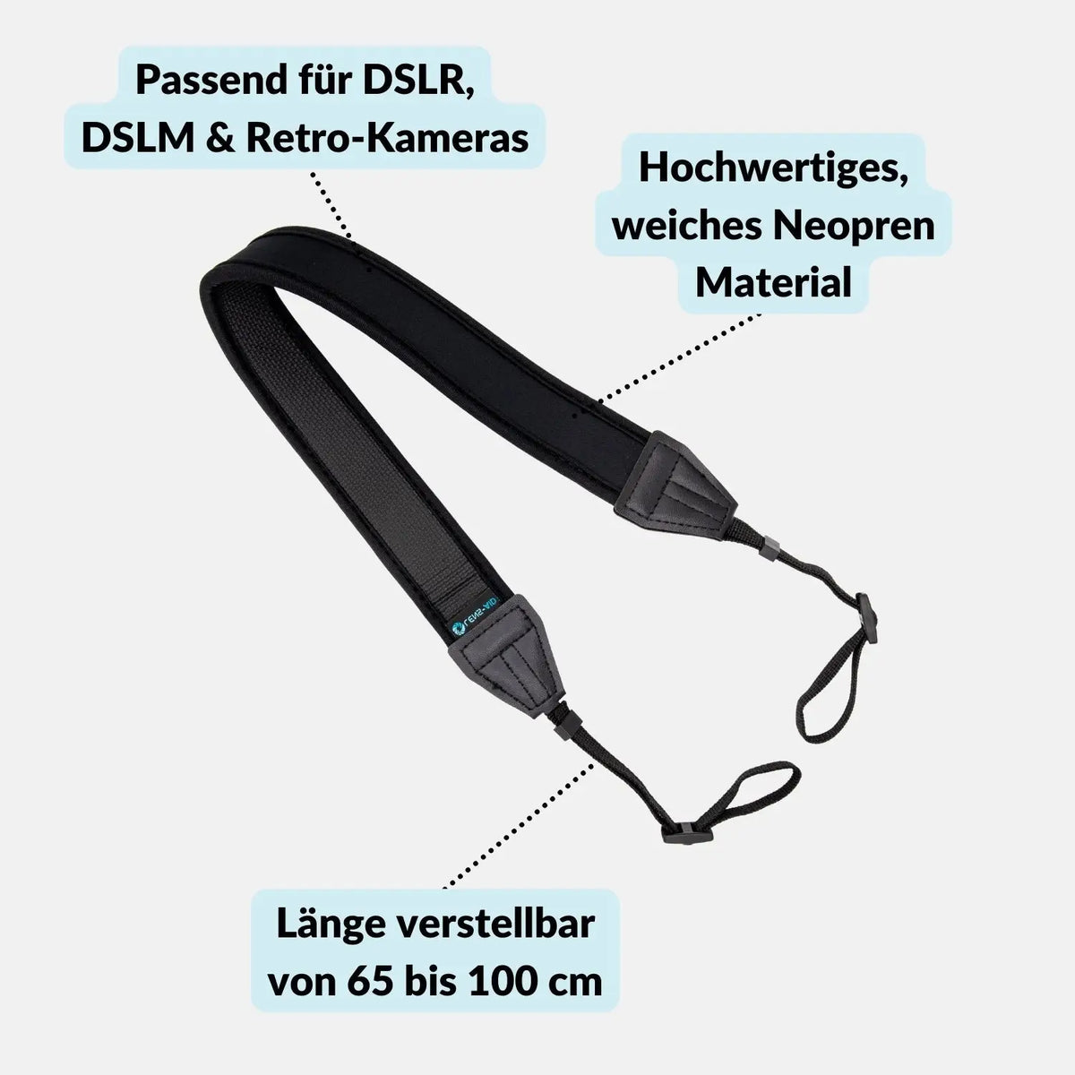 Padded neoprene camera strap - compatible with Canon, Nikon & Sony - Camera Photo > Camera Accessories Camera Straps