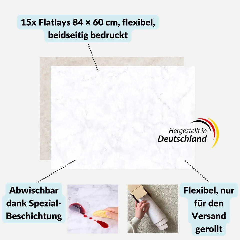 Flatlay Hintergrund Set mit 15 Bestseller-Hintergründen & Mappe - Kamera Foto > Fotostudio-Ausrüstung Hintergründe