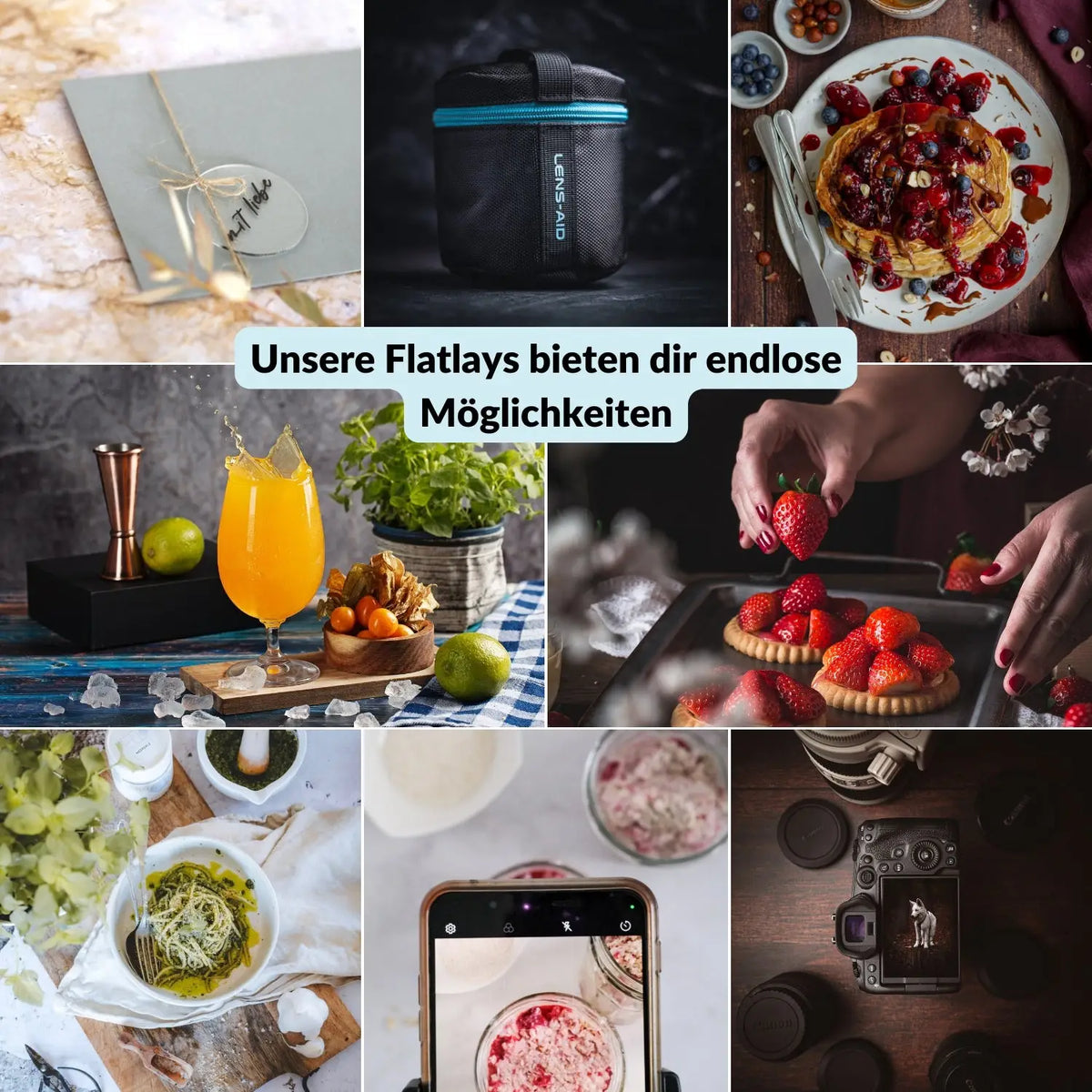 Flatlay Hintergrund Set mit 15 Bestseller-Hintergründen & Mappe - Kamera Foto > Fotostudio-Ausrüstung Hintergründe