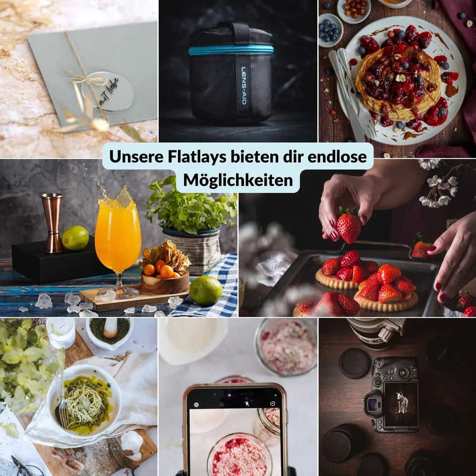 Flatlay Hintergrund Set mit 15 Bestseller-Hintergründen & Mappe - Kamera Foto > Fotostudio-Ausrüstung Hintergründe