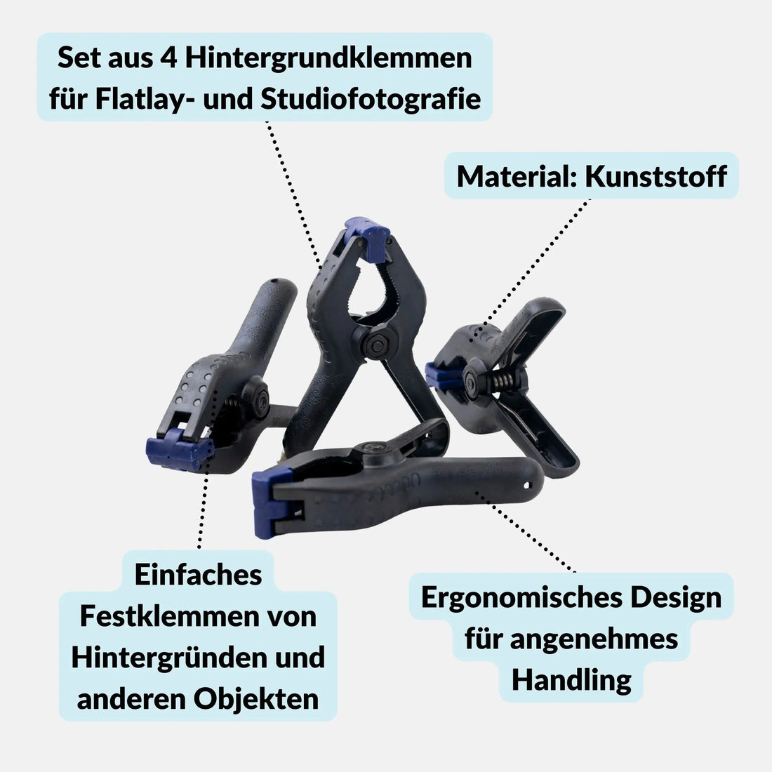 Hintergrundklemmen 4er-Set für Flatlay & Fotostudio - Kamera Foto > Fotostudio-Ausrüstung Fotostudio-Zubehör