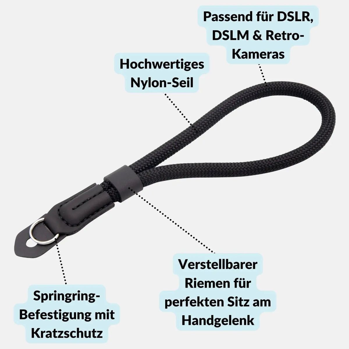 Kamera Handschlaufe in Seil-Optik fürs Handgelenk - & Foto > Kamerazubehör Kameragurte Kamera-Handschlaufen