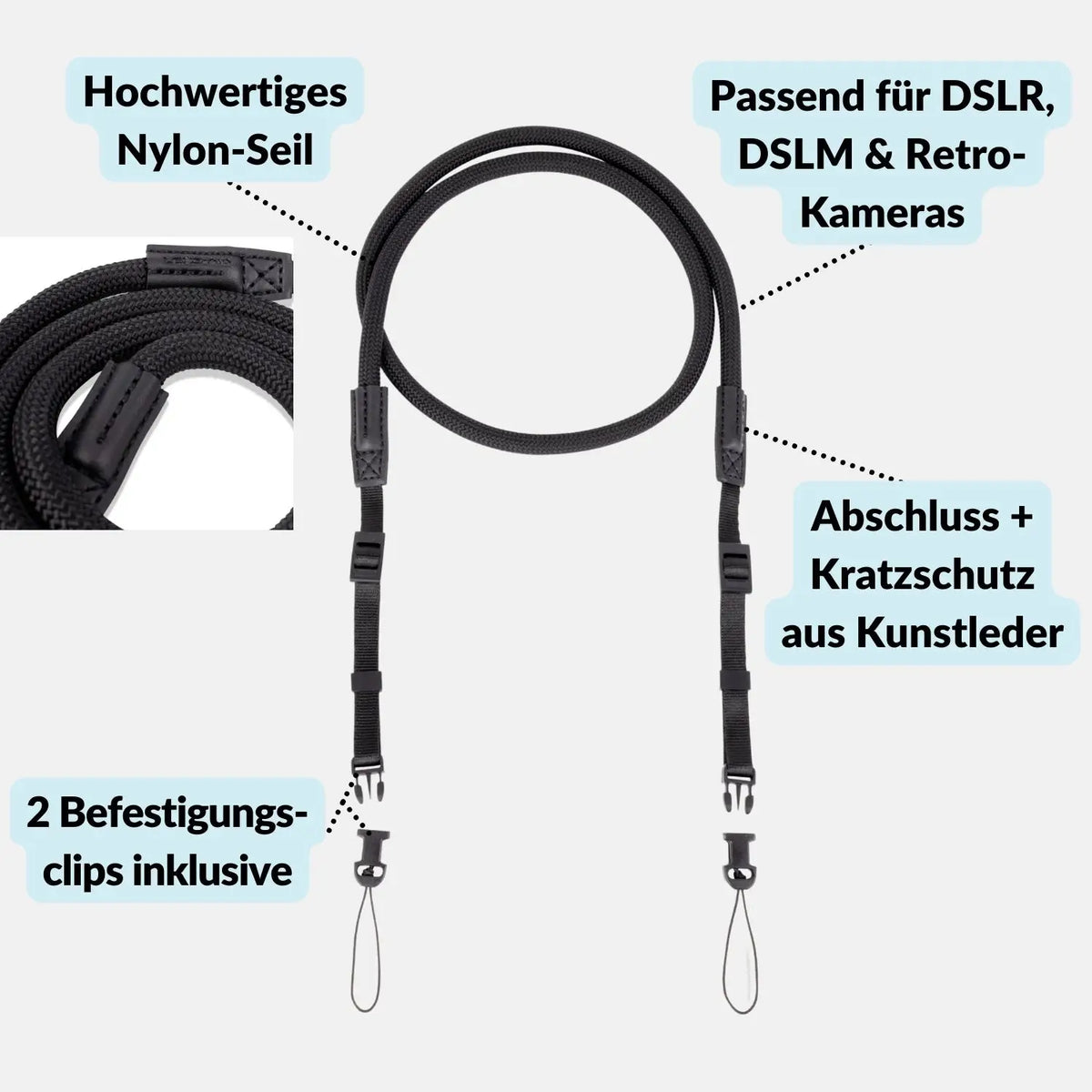 Camera strap without ring for narrow eyelets - Camera & Photo > Camera Accessories Camera Straps