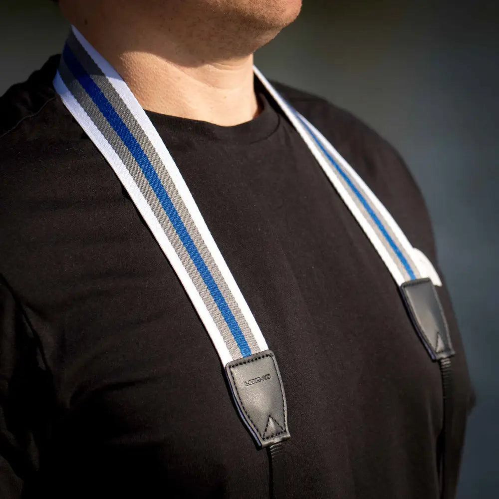 Linen camera strap in a striped design, 80–120 cm - Camera & Photo > Camera Accessories Camera Straps