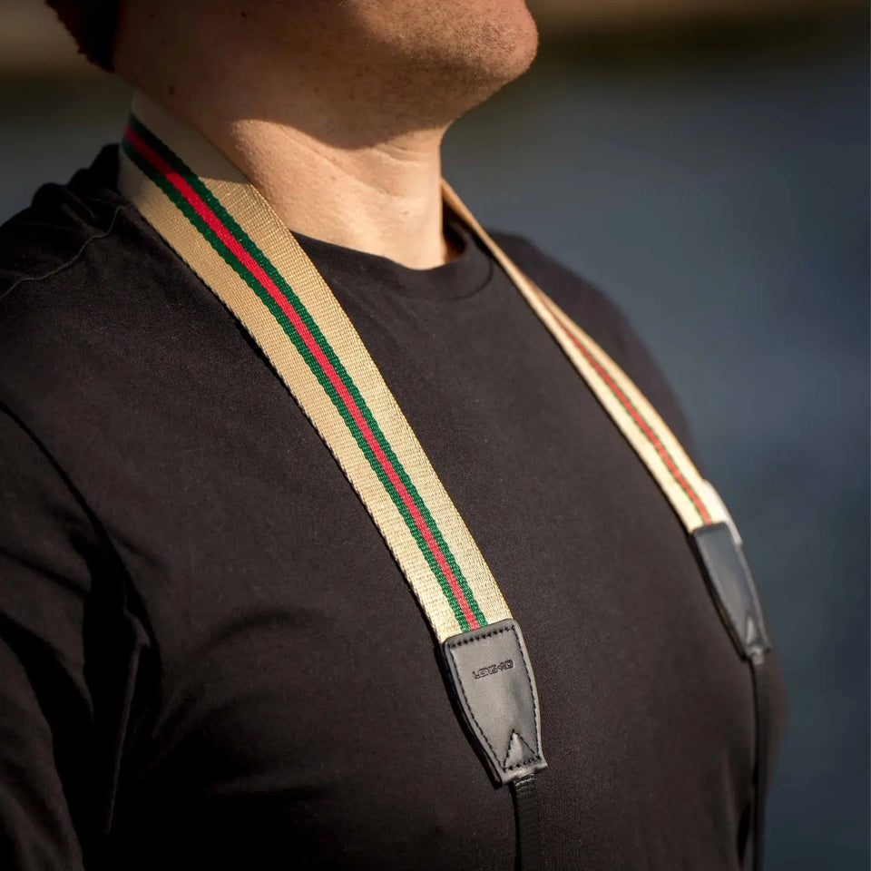 Linen camera strap in a striped design, 80–120 cm - Camera & Photo > Camera Accessories Camera Straps