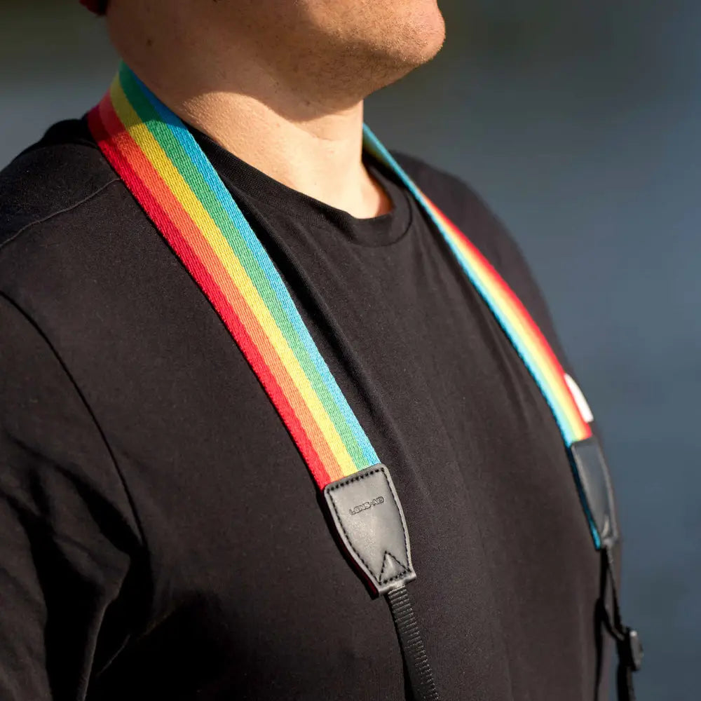 Linen camera strap in a striped design, 80–120 cm - Camera & Photo > Camera Accessories Camera Straps