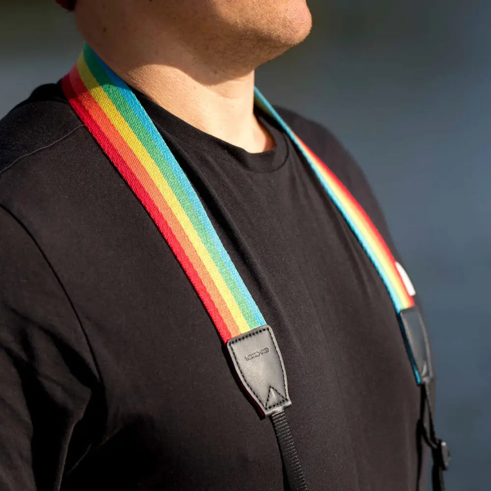 Linen camera strap in a striped design, 80–120 cm - Camera & Photo > Camera Accessories Camera Straps
