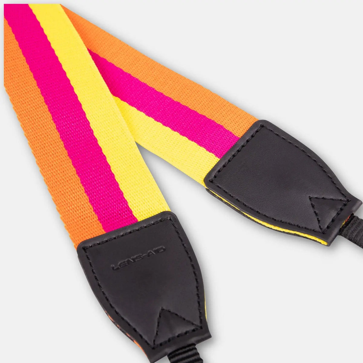 Linen camera strap in a striped design, 80–120 cm - Orange/Pink/Yellow - Camera & Photo > Camera Accessories Camera Straps