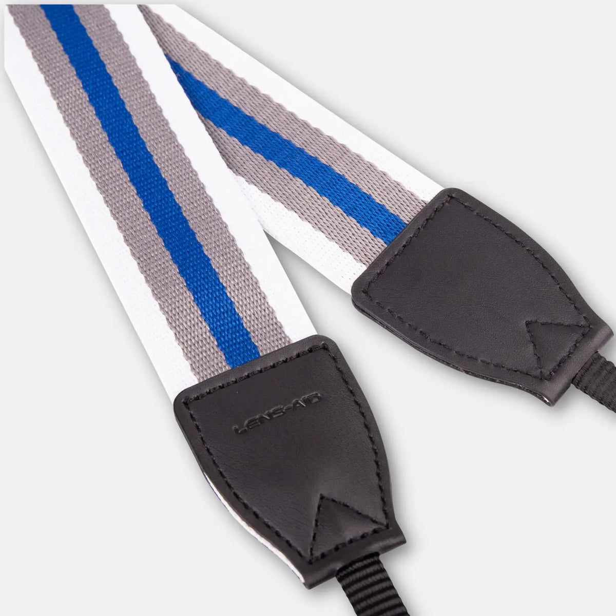 Linen camera strap in a striped design, 80–120 cm - White/Grey/Blue - Camera & Photo > Camera Accessories Camera Straps