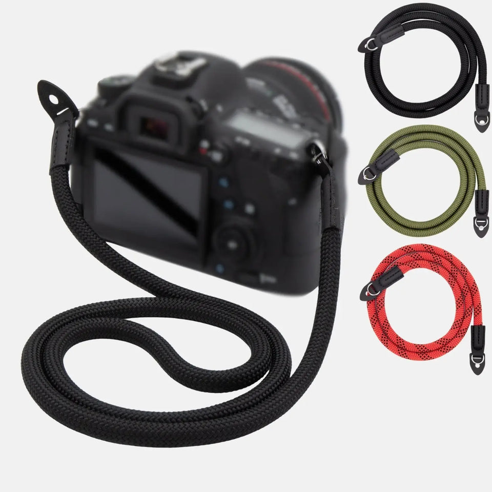 Kameragurt in Seil-Optik für Canon Nikon Sony uvm. - Schwarz - Kamera & Foto > Kamerazubehör Kameragurte