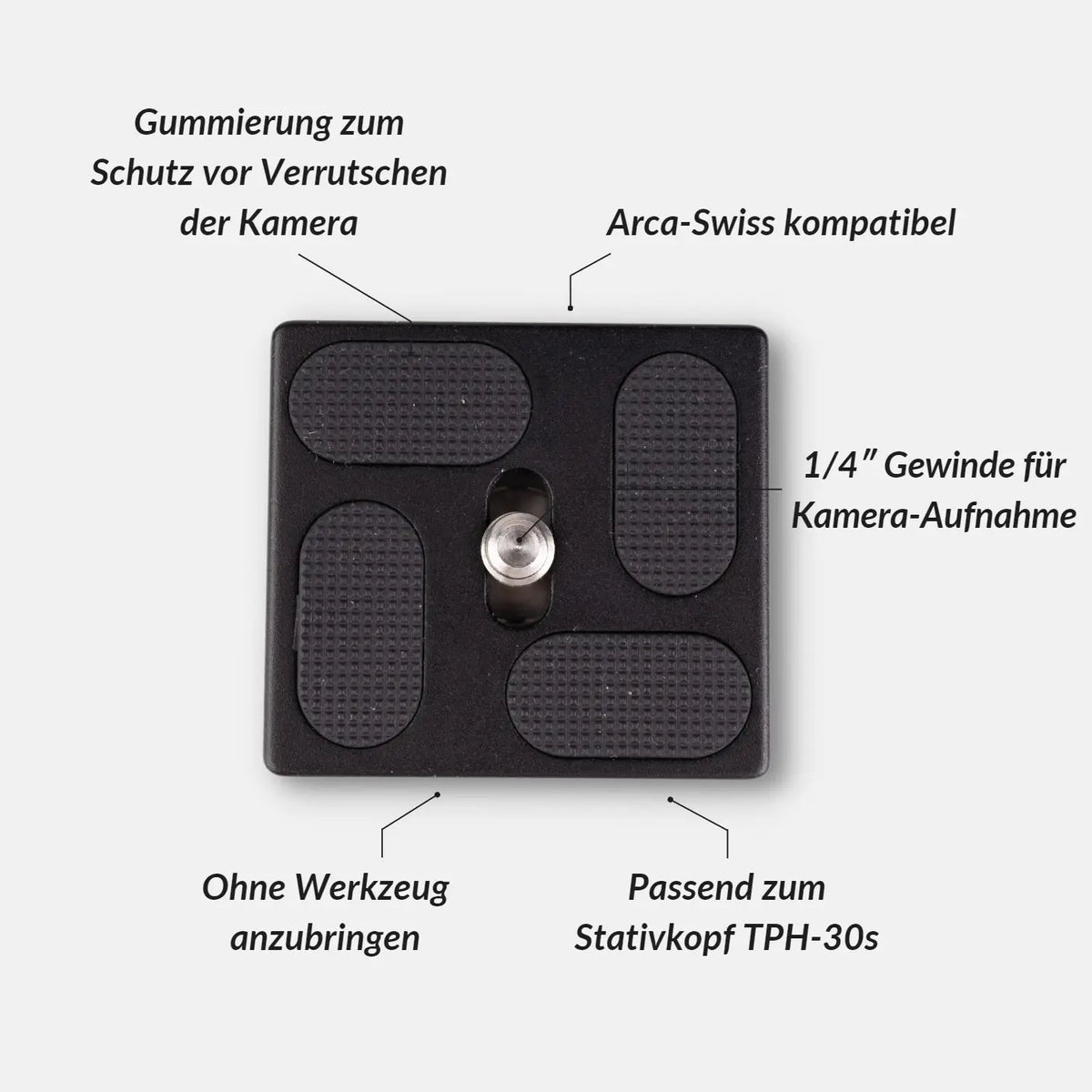 Kleine Stativ-Schnellwechselplatte (38mm) TPH-30s zum Nachrüsten