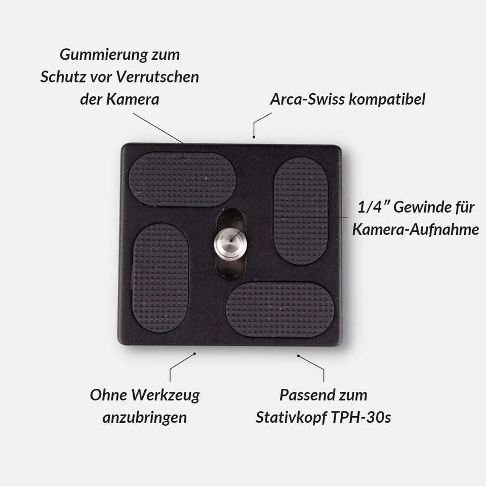 Kleine Stativ-Schnellwechselplatte (38mm) TPH-30s zum Nachrüsten